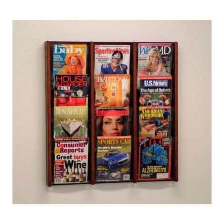 Wooden Mallet 12 Pocket (3Wx4H) Acrylic & Oak Wall Display - Mahogany AC34-12MH